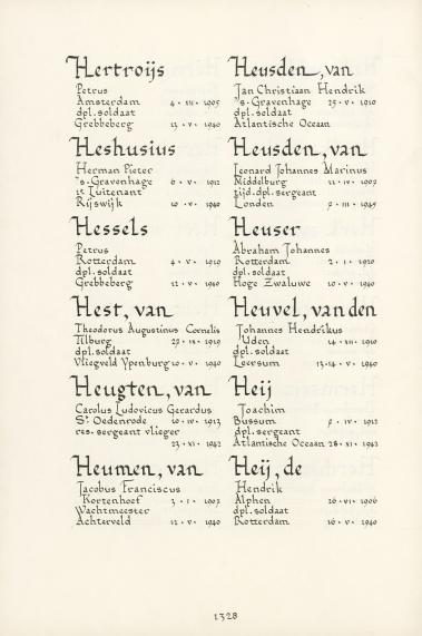 Pagina uit de oorspronkelijke Erelijst