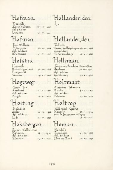 Pagina uit de oorspronkelijke Erelijst