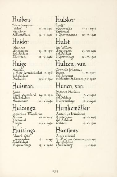 Pagina uit de oorspronkelijke Erelijst