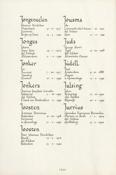Pagina uit de oorspronkelijke Erelijst