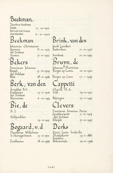 Pagina uit de oorspronkelijke Erelijst