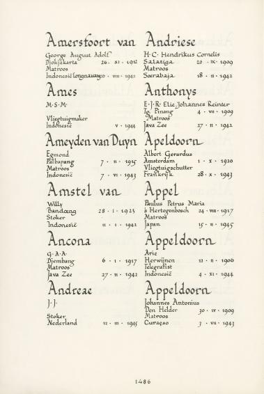 Pagina uit de oorspronkelijke Erelijst