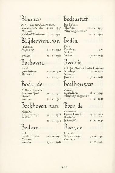 Pagina uit de oorspronkelijke Erelijst