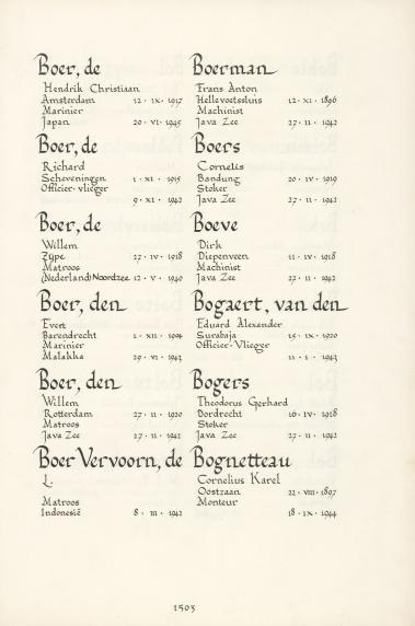 Pagina uit de oorspronkelijke Erelijst
