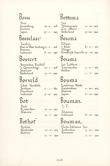 Pagina uit de oorspronkelijke Erelijst