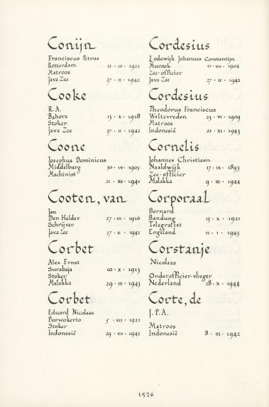 Pagina uit de oorspronkelijke Erelijst