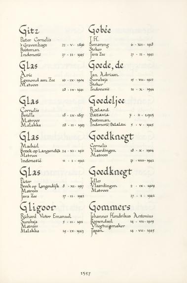 Pagina uit de oorspronkelijke Erelijst