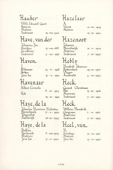 Pagina uit de oorspronkelijke Erelijst
