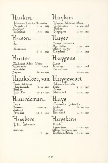 Pagina uit de oorspronkelijke Erelijst