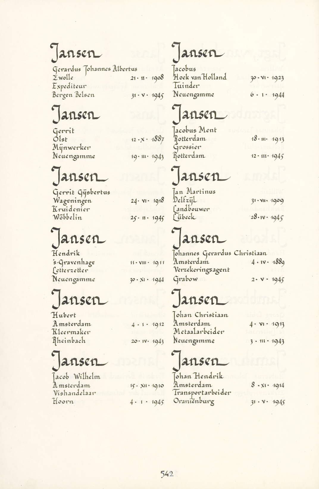 Johannes Gerardus Christiaan Jansen Erelijst van Gevallenen 19401945