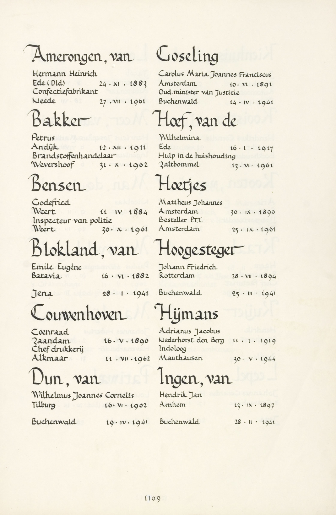 Hendrik Jan van Ingen Erelijst van Gevallenen 19401945